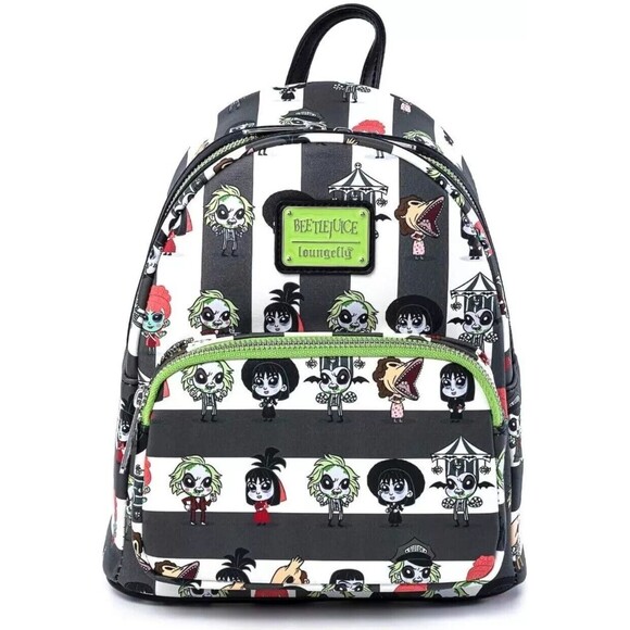Loungefly Beetlejuice Chibi Mini Backpack Double Shoulder Strap Bag Purse - Picture 1 of 12